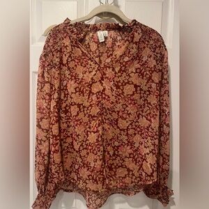 Joie long sleeve floral blouse top size small women